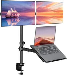 Elevate your workspace with the WALI Dual Monitor Stand, perfect for 2 screens and laptops up to 17 inches. Boost productivity and save space with its extra tall design, ideal for desks of all sizes.