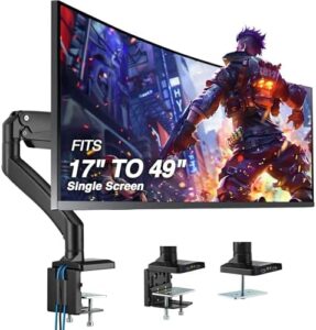 Here is the meta description:

"Elevate your workspace with this versatile AVLT monitor arm, suitable for screens 17"-49", featuring USB 3.0 & AUX ports and full-motion adjustment for a clutter-free desk experience."