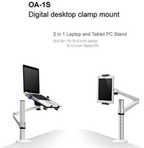 Here is the generated meta description:

"Stylish and versatile office accessory for tablets and laptops, featuring 360-degree rotation and adjustable arm, perfect for desks or tables, compact design for space-saving use."