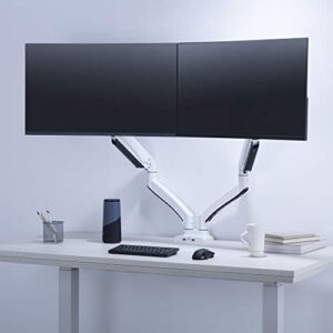 Elevate your workspace with the AVLT Dual Monitor Arm, featuring 20kg capacity, USB 3.0 & AUX ports and adjustable height, swivel, tilt, rotation for seamless multitasking, perfect for ultrawide screens up to 43".