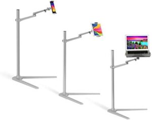Here is the optimized SEO meta description:

"Adjustable laptop stand for ultimate flexibility. 3-in-1 design suitable for bed, floor and desk use. Compatible with iPad Pro/Air/Mini, MacBook Pro/Air and MS Surface Pro/Book. Elevate your computing experience!"