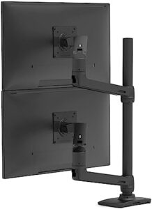 Elevate your workspace with Ergotron's LX Vertical Stacking Dual Monitor Arm, featuring dual monitors up to 40 inches and a sturdy design. Perfect for heavy monitors weighing up to 10 kg each.