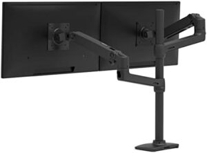 Elevate your workspace with Ergotron's LX Vertical Stacking Dual Monitor Arm, featuring dual monitors up to 40 inches and a sturdy design. Perfect for heavy monitors weighing up to 10 kg each.