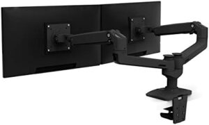 Elevate your workspace with the Ergotron LX Dual Monitor Arm, a versatile desk mount for two monitors up to 27 inches each.