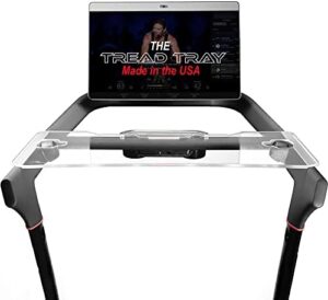 "Upgrade your Peloton Tread experience with the TFD Tread Tray 2.0, designed to hold laptops, tablets, phones and books while walking. Compatible with Tread only, not Tread Plus. Made in USA."