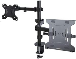 Elevate your workspace with the StarTech Articulating Monitor Arm, featuring a sturdy design and adjustable VESA laptop holder for ultimate flexibility. Perfect for desk-bound professionals and gamers alike! (146 characters)