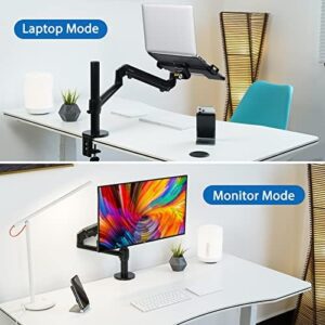 Elevate your workspace with the Viozon Monitor/Laptop Mount, featuring a single gas spring arm and additional laptop shelf for 17-32 inch monitors. Get organized today!
