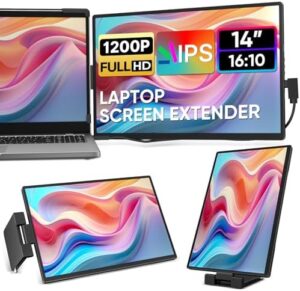Enhance your laptop experience with the Dopesplay Laptop Screen Extender, a 14" FHD IPS monitor for laptops up to 17". Plug & Play for Mac, Win, Chrome, Android, and Dex, perfect for dual screens.