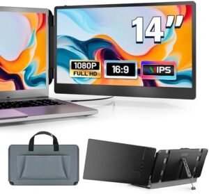 "Upgrade your laptop experience with the domyfan Monitor Extender, featuring FHD 1080P IPS display, dual screen functionality and plug-and-play compatibility for Windows, Mac, Chrome, Android, Xbox, Switch and PS5. Perfect for laptops up to 17 inches."