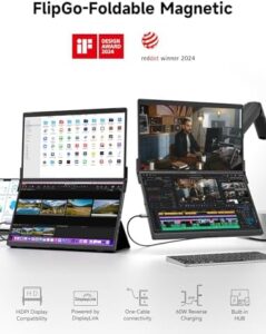 Here is the generated meta description:

"Boost your laptop experience with JSAUX FlipGo Pro's 15.6' FHD IPS monitor, featuring dual ports and magnetic design. Get triple screens for seamless multitasking, no charger needed!"