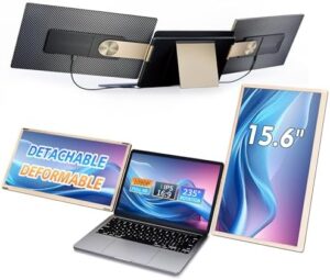Here is the generated SEO meta description:

"Triple laptop screen extender for FHD 1080P IPS displays. Detachable, plug-and-play design with speakers. Compatible with Mac, Android, and Windows laptops."