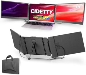 Boost your productivity with the CIDETTY Laptop Screen Extender, a 14'' FHD IPS monitor featuring built-in speakers and plug-and-play design for seamless connectivity. Perfect for laptops and Android devices. Upgrade your workspace today!