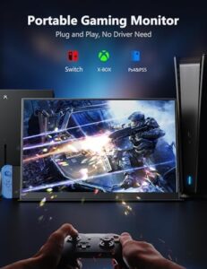 Boost your gaming experience with this portable 16.1" 2.5K monitor featuring 144Hz refresh rate, dual USB C and HDMI ports, built-in speakers, and compact design perfect for travel or second screens for PS4/5, Xbox, Switch, MAC, PC, and Phone.