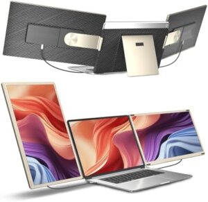 "Boost productivity on-the-go with this ultra-thin laptop extender featuring FHD 1080P display, speakers and triple screen compatibility for 13-17.3 inch laptops."