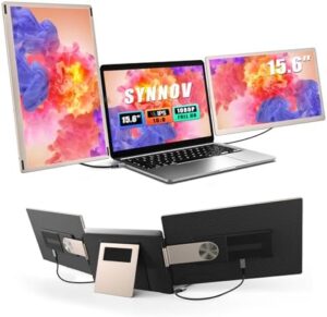 "Boost productivity with this 15.6' laptop screen extender featuring FHD 1080P display, detachable design, and built-in speaker. Perfect for triple-monitor setup with laptops up to 17.3'."