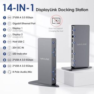 Elevate your productivity with the WAVLINK Laptop Docking Station. Boost your workflow with dual monitors, single 5K display and 2 x 4K HDMI ports. Perfect for Windows or Mac users.