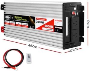 Discover the Giantz Power Inverter, a 3000W/6000W pure sine wave inverter perfect for camping, caravans, and boats. Convert 12V to 240V with convenient USB output, ideal for charging laptops and accessories on-the-go.