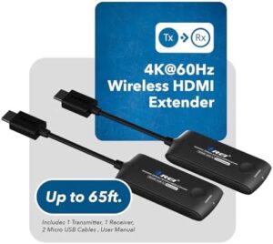 Stream high-quality content to your big screen with the OREI Wireless HDMI Extender. Transmits up to 4K @ 60Hz over 60 feet, perfect for streaming from laptops, PCs, and more.