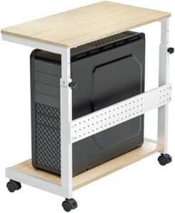 Elevate your gaming setup with the Eureka Ergonomic Computer Tower Stand. Adjustable height and 2-tier design for optimal airflow. Perfect for home offices and gaming enthusiasts, featuring rolling wheels and a built-in mouse pad.