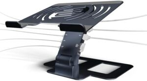 Elevate your work-from-home setup with the Reloop Stand Hub Pro, featuring a sturdy laptop stand and 10-in-1 multimedia hub with power delivery.