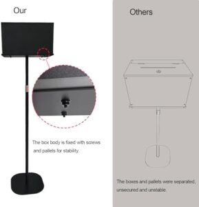 Securely store donations with this heavy duty metal floor standing offering box featuring a locking mechanism, perfect for church, voting, or charity events.
