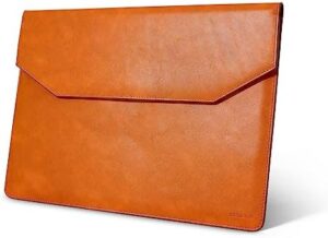 Protect your MacBook Pro or Air laptop with the Kronemar premium leather sleeve case, offering loose fit and compatibility for various models.