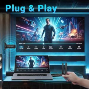 Enhance your viewing experience with the MINIX Wireless HDMI Plug & Play, effortlessly extending up to 4 screens from one transmitter, transmitting at 1080p and up to 164ft/50M. Perfect for TVs, monitors, and laptops!