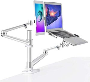 Elevate your workspace with the MagicHold Adjustable 3 in 1 Stand for Laptop, Monitor, Tablet, featuring 360 rotating and height adjustable design.