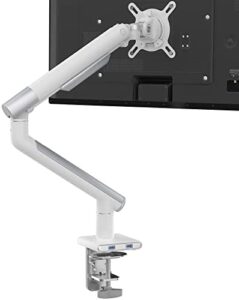 Elevate your workspace with the Single Monitor Arm Desk Mount, featuring a white design and dual USB hub ports for seamless connectivity. Perfect for monitors 21" to 32", this adjustable arm offers flexibility and stability.