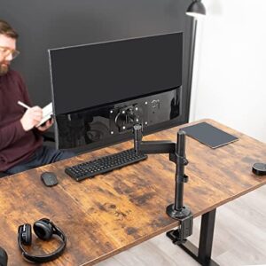 Elevate your workspace with the VIVO Heavy Duty Articulating Single Pneumatic Spring Arm Desk Mount Stand, suitable for screens up to 32" or ultrawides up to 12kg.