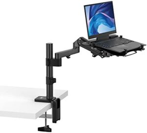 Elevate your workspace with the Laptop Desk Mount featuring a built-in cooling fan, adjustable clamp for laptops and 360-degree articulation. Perfect for hot summer days!