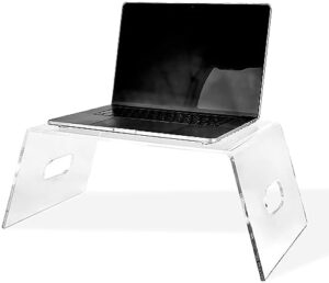Elevate your workspace with the AdirHome Premium Acrylic Monitor Stand, featuring a sturdy platform, keyboard storage and multi-media support for laptops, printers and TVs.