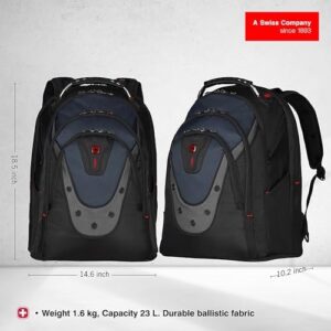 Here's the meta description:

"Stay organized and stylish with Wenger's Ibex 17" laptop backpack in blue. Features a spacious main compartment, multiple pockets and adjustable straps for comfort."