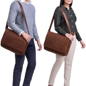 Enhance your professional style with the Stilord 'Tom' Vintage Leather Shoulder Bag, a genuine leather bag perfect for university, office, or work. Fits 15-inch laptops and DIN A4 files, in classic design.