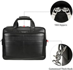 Elevate your professional look with the Polare Full Grain Leather 16.5'' Laptop Bag, featuring a stylish design and durable leather construction. Perfect for men's business use, fits 15.6'' laptops.