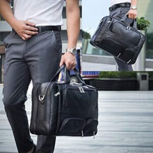 Elevate your business travel with this stylish Leather Briefcase for Men, featuring a spacious interior and durable design. Perfect for 16-inch laptops, enjoy discounts on your next purchase!