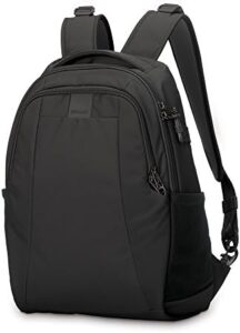 Protect your laptop on-the-go with the Pacsafe Metrosafe LS350 Backpack, featuring a 15L capacity, padded sleeve for 13" laptops, and innovative security tech.