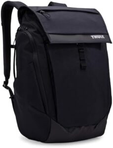 "Experience adventure with the Thule Paramount Backpack, featuring durable polyester fabric, multiple compartments and pockets for organization, and a comfortable padded backpanel."