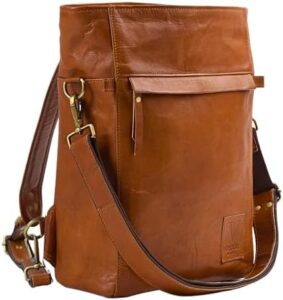 Here is the output:

"Upgrade your travels with the Volksy Bags Genuine Leather Convertible Backpack featuring laptop & iPad pockets, 2-in-1 design and durable brown leather. Perfect for women on-the-go!"