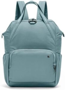 Protect your gear with Pacsafe's Women's Citysafe CX 17L backpack, featuring anti-theft design, fits 16" laptop, and fresh mint color.
