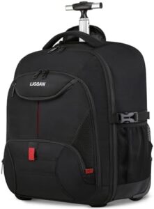 Explore the world in comfort with this spacious Travel Backpack with Wheels, featuring a large capacity for laptops up to 18.4", multiple compartments and sturdy wheels for effortless travel. Perfect for business or adventure trips! Enjoy discounts on your next trip.