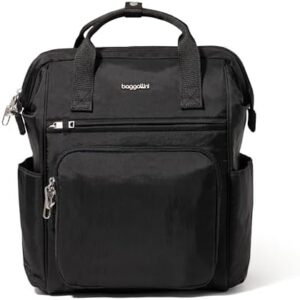Protect your belongings with the Baggallini Women's Securtex Anti-Theft Windsor Backpack, featuring RFID-blocking pockets and a locking zipper for added security. Perfect for travel, work, or college, fits laptops up to 16".