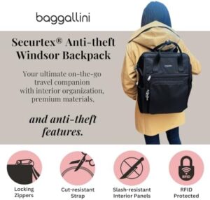 Protect your belongings with the Baggallini Women's Securtex Anti-Theft Windsor Backpack, featuring RFID-blocking pockets and a locking zipper for added security. Perfect for travel, work, or college, fits laptops up to 16".