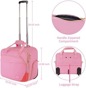 Compact and stylish rolling briefcase for women with large capacity, water resistance and sturdy wheels for effortless travel. Perfect gift for office professionals and teachers.
