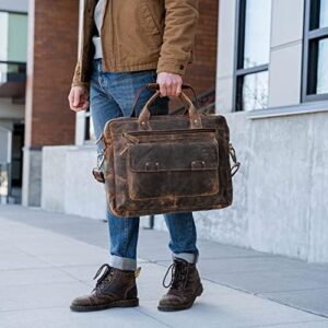 Elevate your work style with this premium leather briefcase, featuring a spacious interior, multiple compartments, and stylish design perfect for men and women.