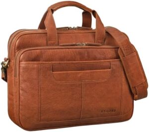 Protect your valuable items with the STILORD 'Quest' leather laptop bag, featuring a vintage design and spacious interior for 15.6" devices. Perfect for professionals and students alike.