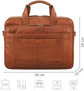 Protect your valuable items with the STILORD 'Quest' leather laptop bag, featuring a vintage design and spacious interior for 15.6" devices. Perfect for professionals and students alike.