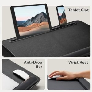 Transform your living space into a comfortable workspace with the HUANUO Laptop Bed Desk. Foldable design, adjustable height and tilt angle for working or eating on couches, sofas, or floors, perfect for everyday use.
