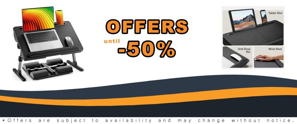 Huanuo Laptop Bed Desk Computer Lap Tray Foldable Table with Height Adjustment and 35 Degree Adjustable Tilt Angle for Working Eating