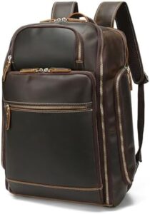 Here's the optimized SEO meta description:

"Upgrade your travel style with Hespary's durable 16'' laptop backpack, crafted from full grain leather for a premium look. Perfect for men seeking rugged yet stylish luggage, this versatile bag offers ample storage and comfortable carry."